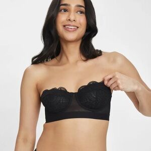 Lively Elegant Black Lace Strapless Bra